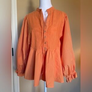 Free People Movement Ladies Size Small Tangerine Embroidered Swing Top